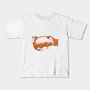 Sleepy Kitty (Ginger) Kids T-Shirt